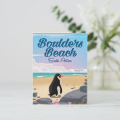 boulders beach Zuid-Afrika cartoon reisposter Briefkaart (Staand voorkant)