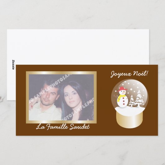 Boule a neige Snow wereldbol cartes foto Feestdagenkaart (Voorkant / Achterkant)