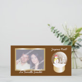 Boule a neige Snow wereldbol cartes foto Feestdagenkaart (Staand voorkant)