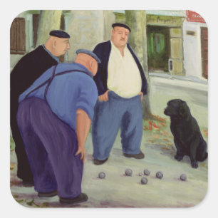 Boules-spelers Vierkante Sticker