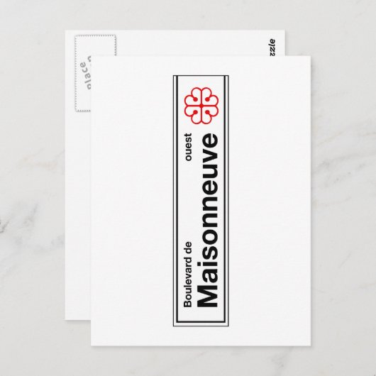 Boulevard de Maisonneuve, Montreal Street Sign Briefkaart (Voorkant / Achterkant)