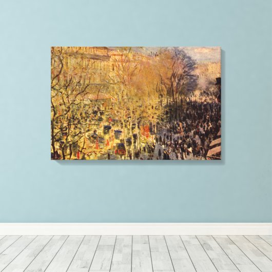 Boulevard des Capucines van Claude Monet, Fijne Ku Canvas Afdruk (Insitu (Houten vloer))