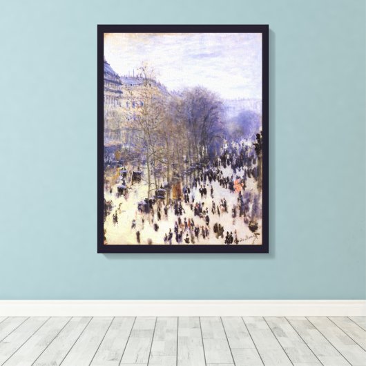 Boulevard des Capucines van Claude Monet, Fijne Ku Canvas Afdruk (Insitu (Houten vloer))