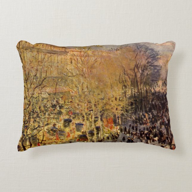 Boulevard des Capucines van Claude Monet, Fijne Ku Decoratief Kussen (Voorkant)