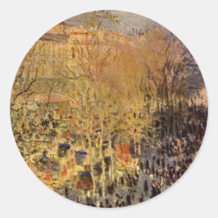 Boulevard des Capucines van Claude Monet, Fijne Ku Ronde Sticker