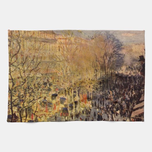 Boulevard des Capucines van Claude Monet, Fijne Ku Theedoek (Horizontaal)