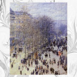 Boulevard des Capucines van Claude Monet, Fine Art Legpuzzel<br><div class="desc">Boulevard des Capucines (1873) van Claude Monet is een impressionisme fijn kunstcityscape schilderij met een straatbeeld in Parijs, Frankrijk. De Boulevard des Capucines is een van de vier "graslandboulevards" in Parijs, een ketting van boulevards die oost-west lopen en die ook Boulevard de la Madeleine, Boulevard des Italiens en Boulevard Montmartre...</div>