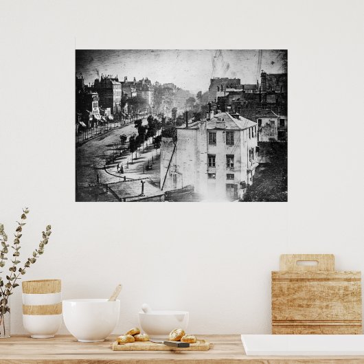 Boulevard du Temple Eerste Foto Levende Persoon Poster (Keuken)