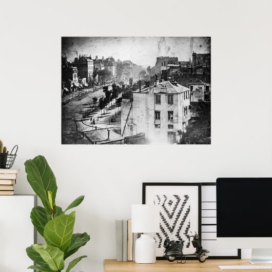 Boulevard du Temple, van Daguerre, historische fot Poster (Thuiskantoor)