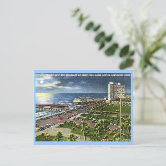 Boulevard, Galveston, Vintage van Texas Briefkaart (Staand voorkant)