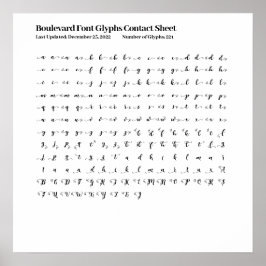 Boulevard Lettertype Glyphs Contactblad Poster