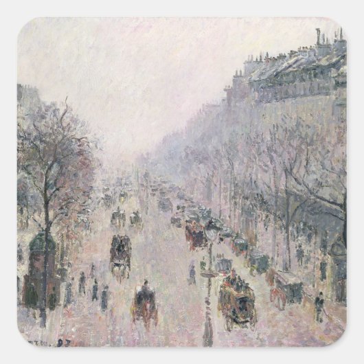 Boulevard Montmartre, 1897 (olie op doek) Vierkante Sticker (Voorkant)