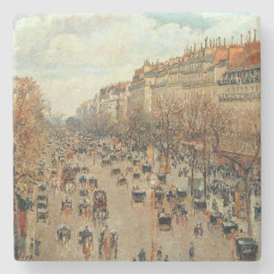 Boulevard Montmartre-Eremitage Camille Pissarro Stenen Onderzetter