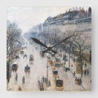 Boulevard Montmartre van Pissaro AcrylWall Clock Vierkante Klok