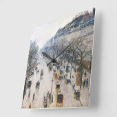 Boulevard Montmartre van Pissaro AcrylWall Clock Vierkante Klok (Hoek)