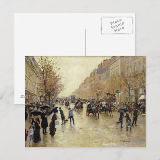 Boulevard Poissonniere in the Rain, c.1885 Briefkaart (Voorkant / Achterkant)