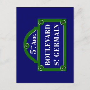 Boulevard Saint-Germain, Paris Street Sign Briefkaart