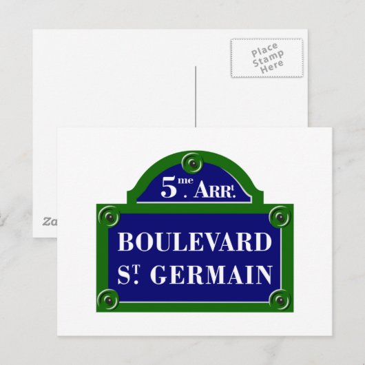 Boulevard Saint-Germain, Paris Street Sign Briefkaart (Voorkant / Achterkant)