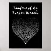Boulevard van gebroken dromen Black Heart song Lyr Poster (Voorkant)