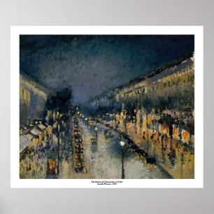 Boulevarde Montmartre in Night ~ Camille Pissarro Poster