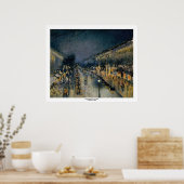 Boulevarde Montmartre in Night ~ Camille Pissarro Poster (Keuken)