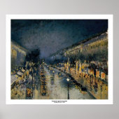 Boulevarde Montmartre in Night ~ Camille Pissarro Poster (Voorkant)