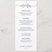 Bounce Calligraphy Swirly (Navy Blue) Wedding Menu (Voorkant)
