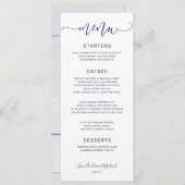 Bounce Calligraphy Swirly (Navy Blue) Wedding Menu (Voorkant / Achterkant)