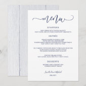 Bounce Calligraphy Swirly (Navy Blue) Wedding Menu (Voorkant / Achterkant)