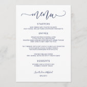 Bounce Calligraphy Swirly (Navy Blue) Wedding Menu (Voorkant)