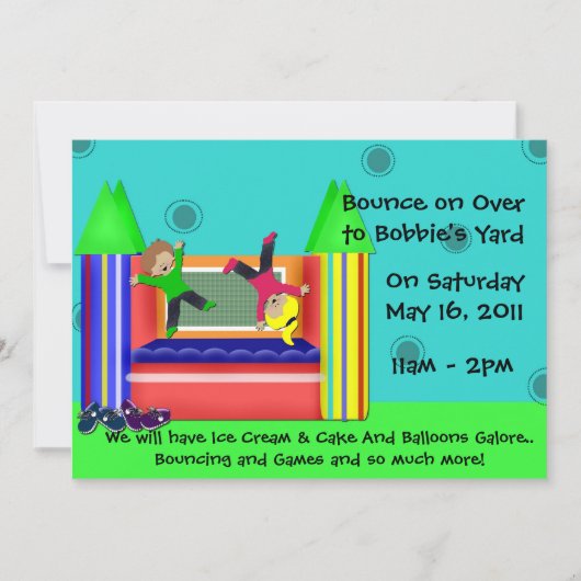 Bounce Castle Invitation Kaart (Voorkant)