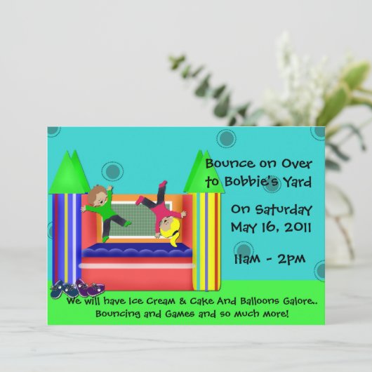Bounce Castle Invitation Kaart (Staand voorkant)
