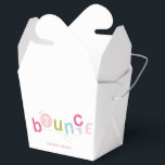Bounce Colorful Kids Birthday Party Bedankdoosjes<br><div class="desc">De sprongpartij neemt uit doos met een supergiraal, stuitgrafisch met springletters in heet roze, lichtroze, kalkgroen en aqua met een bewerkbare plaats voor de leeftijd binnen O. Er is ook een lijn van editable type onder grafisch voor een gepersonaliseerd bericht voor gasten. Paren perfect met het collectie van Stacey Meacham....</div>