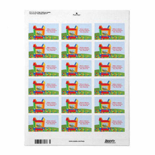 Bounce House Birthday Address Label (Full Sheet)
