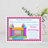 Bounce House Birthday Invitations - Girl Colors Kaart (Staand voorkant)