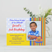 Bounce House Birthday Party Invitation Boy Kaart (Staand voorkant)