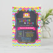 Bounce House Birthday Party Invitations Girl Kaart (Staand voorkant)