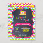 Bounce House Birthday Party Invitations Girl Kaart (Voorkant / Achterkant)