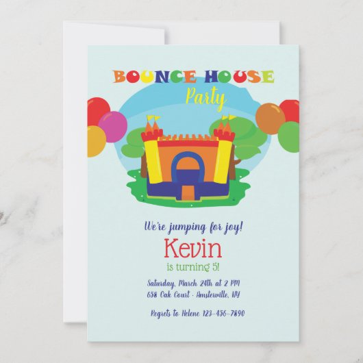 Bounce House Birthday Party Kaart (Voorkant)