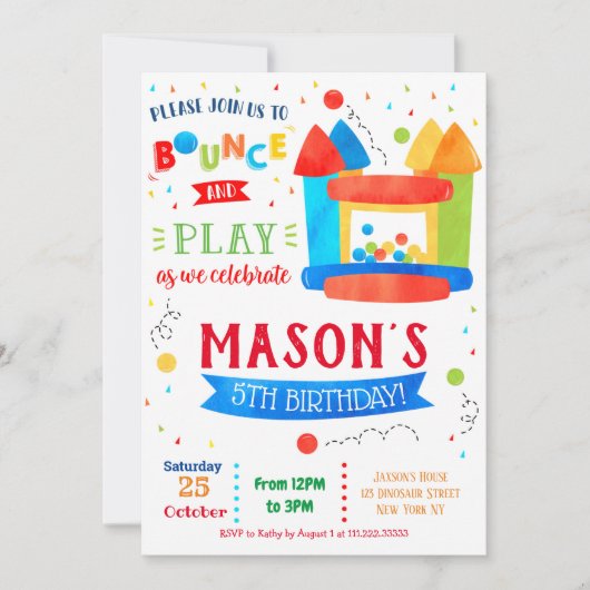 Bounce House Birthday Party Uitnodigingen (Voorkant)