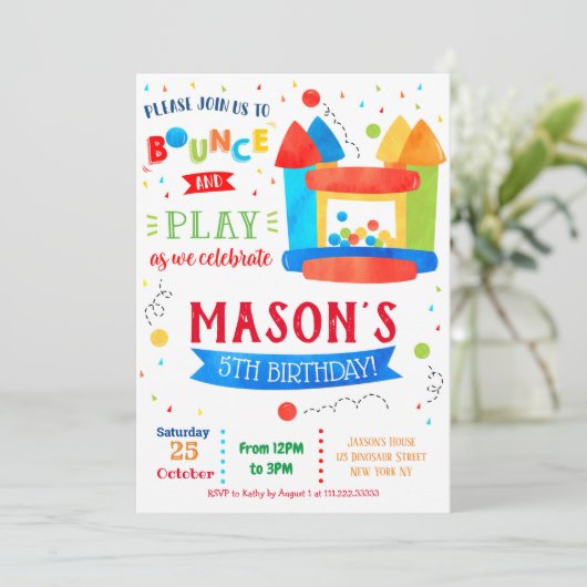 Bounce House Birthday Party Uitnodigingen (Staand voorkant)