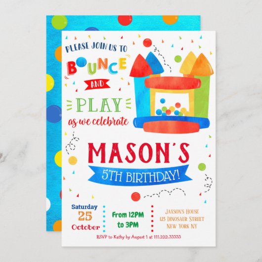 Bounce House Birthday Party Uitnodigingen (Voorkant / Achterkant)
