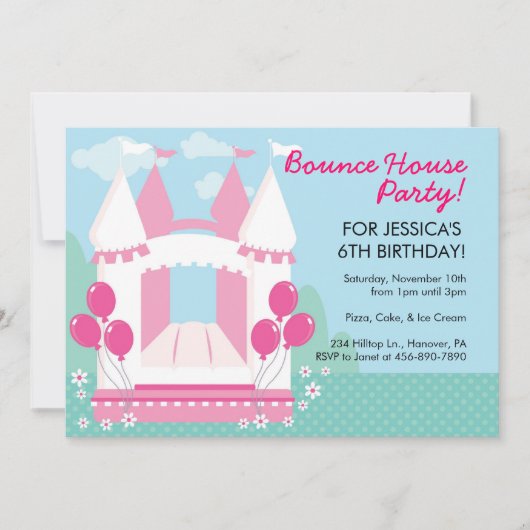 Bounce House Birthday Party Uitnodigingen (Voorkant)