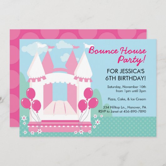 Bounce House Birthday Party Uitnodigingen (Voorkant / Achterkant)