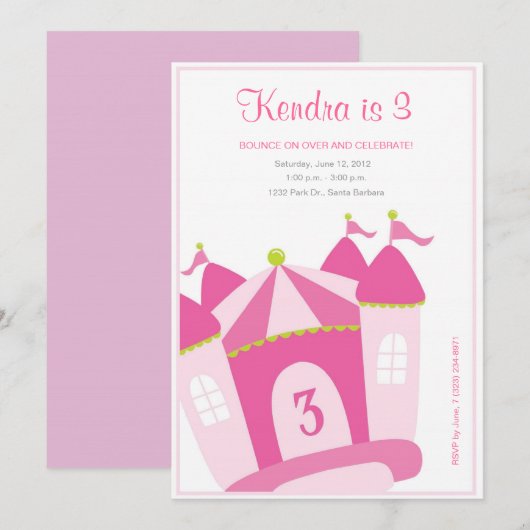 Bounce House Birthday Uitnodiging (Voorkant / Achterkant)