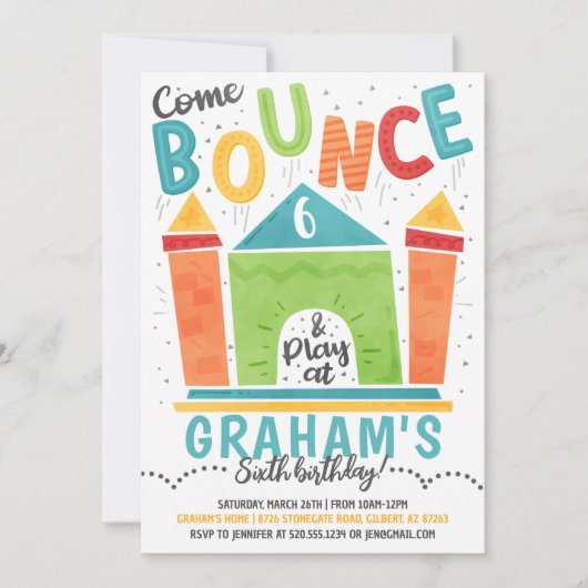 Bounce House Birthday Uitnodiging (Voorkant)