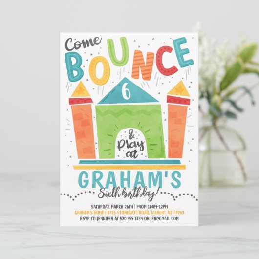 Bounce House Birthday Uitnodiging (Staand voorkant)