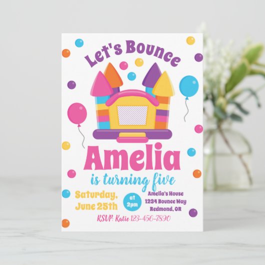 Bounce House Birthday Uitnodiging (Staand voorkant)