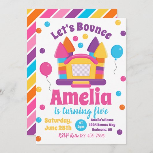 Bounce House Birthday Uitnodiging (Voorkant / Achterkant)
