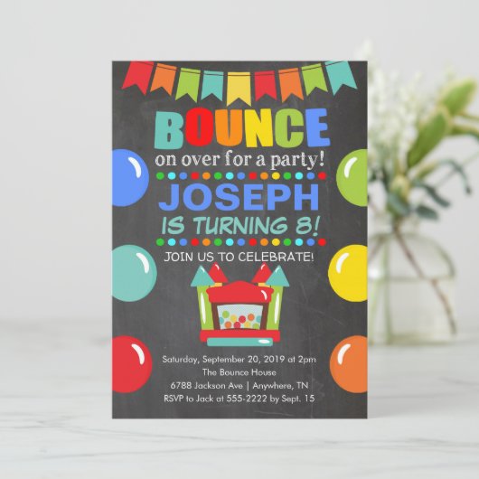 Bounce House Birthday Uitnodiging (Staand voorkant)